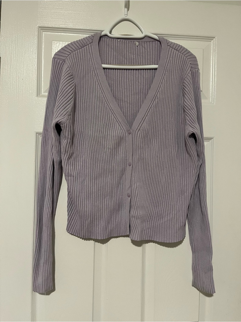 H&M Lavender Ribbed V-Neck Button Cardigan